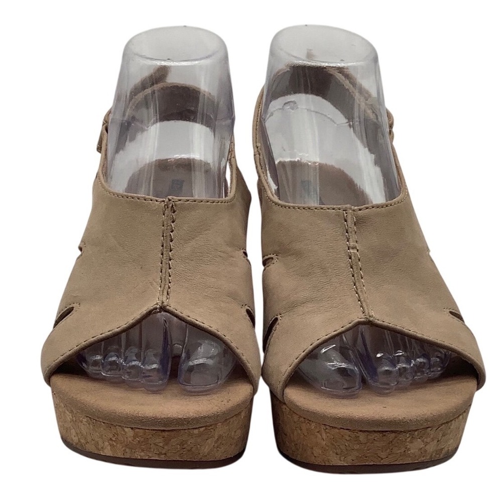 Clarks Petrina Selma Tan Nubuck Cork Wedge Platform Sandals Womens 9 M 261329474
